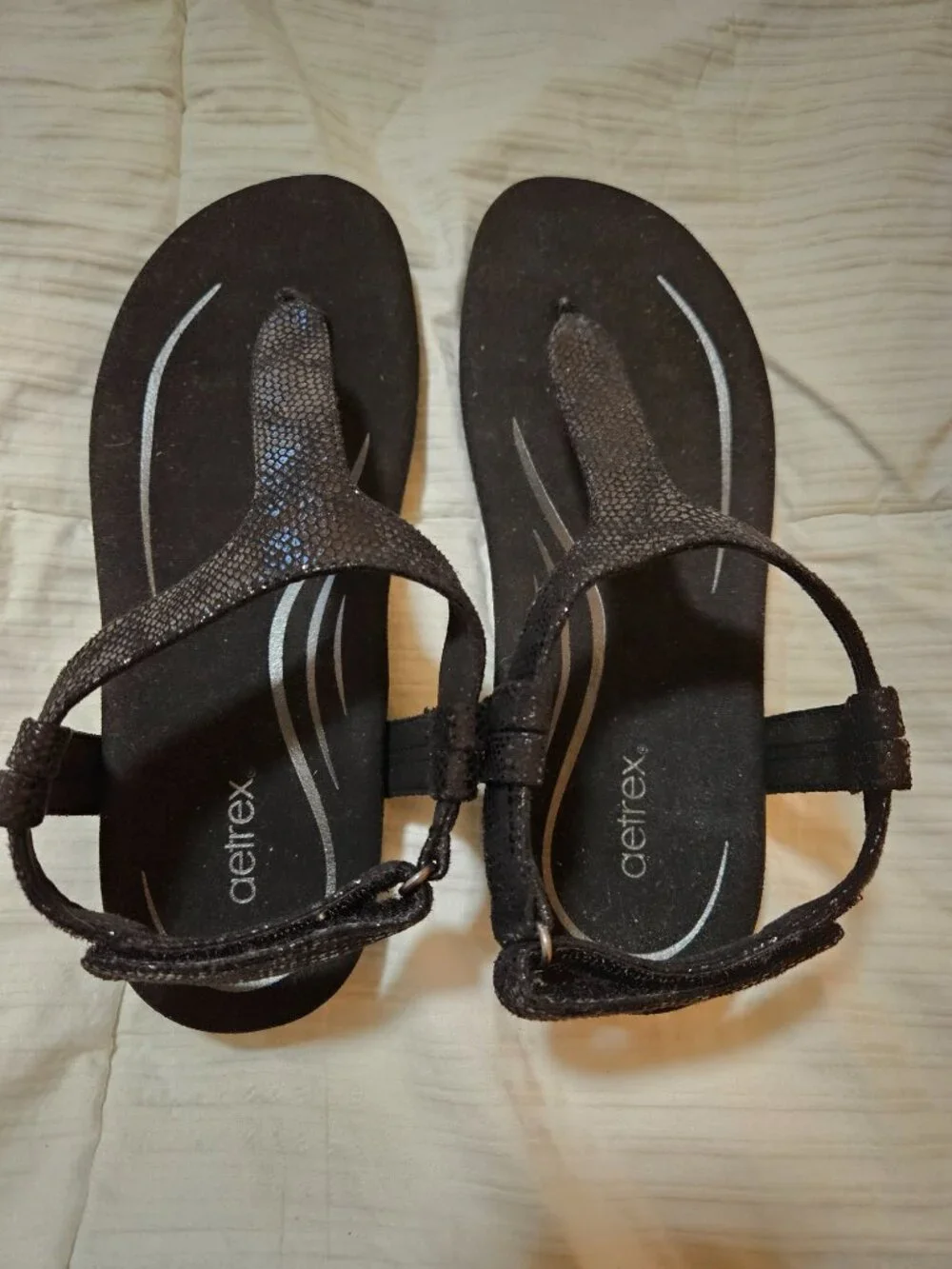 Aetrex Jane Black sandals suze 7.5 -8